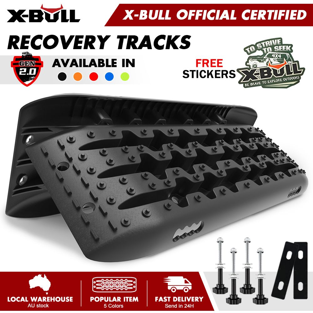 X-BULL Recovery tracks Sand Trucks Offroad With 4PCS Mounting Pins 4WDGen 2.0 - Black