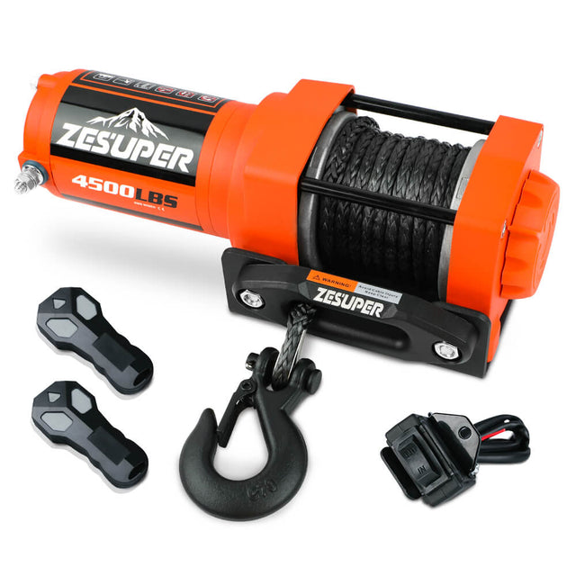 4500lb Electric Winch 12V Rope RemoteX2 ATV Winch Kit Boat Winch UTV 4WD Orange