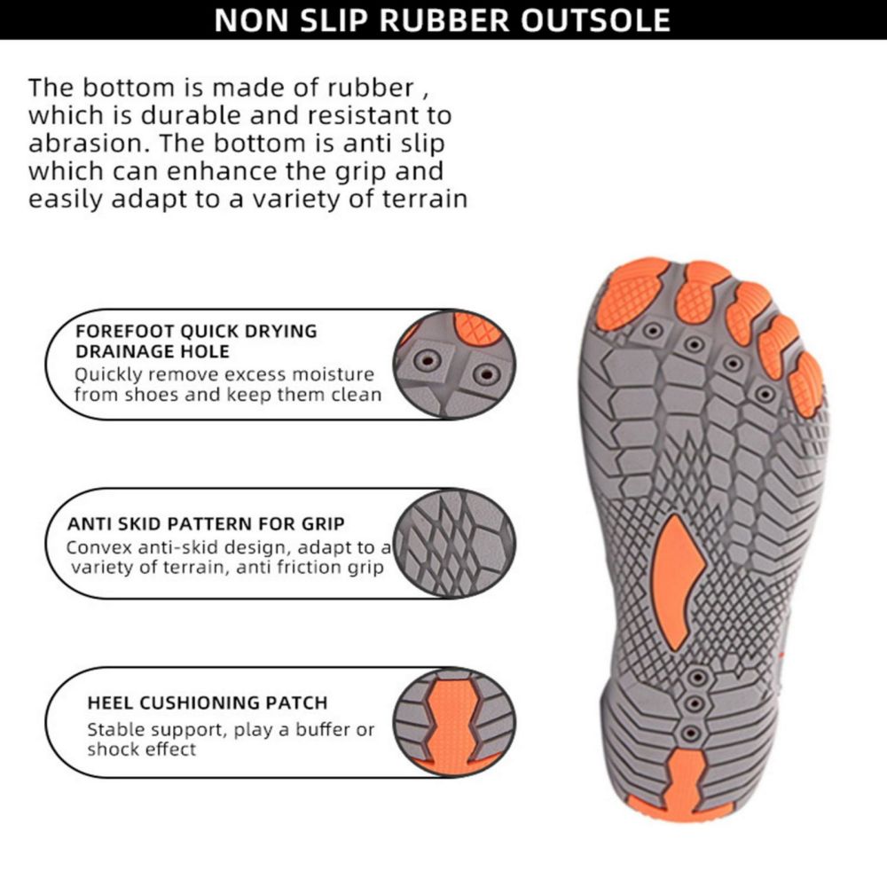 Men Women Water Shoes Barefoot Quick Dry Aqua Sports Shoes - Grey EU46/US11