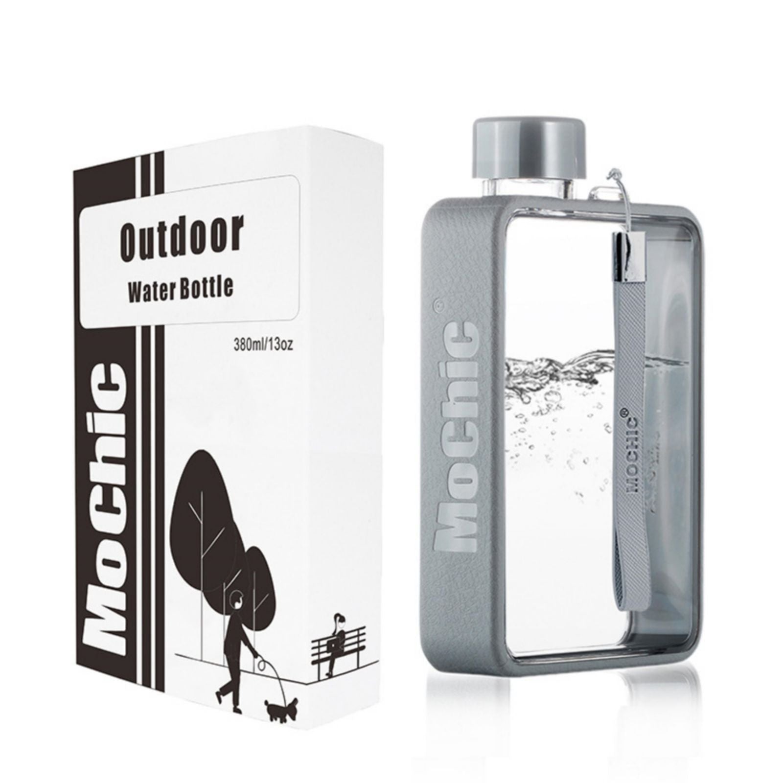 A5 Flat Water Bottle Travel Mug BPA Free Water Bottle (Grey)