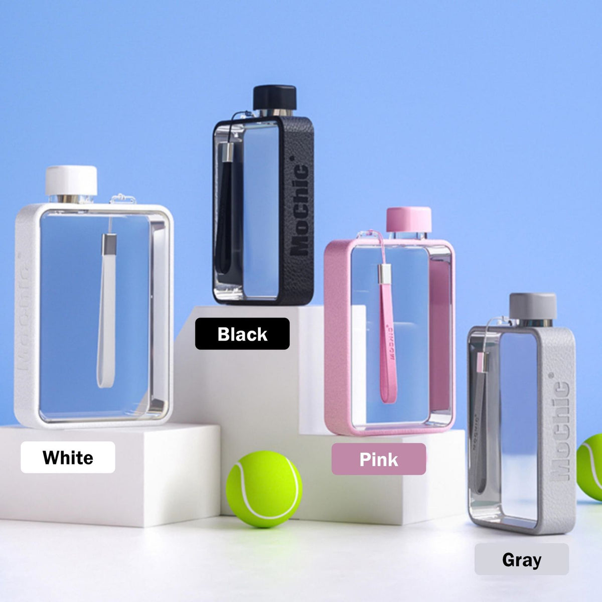 A5 Flat Water Bottle Travel Mug BPA Free Water Bottle (Grey)
