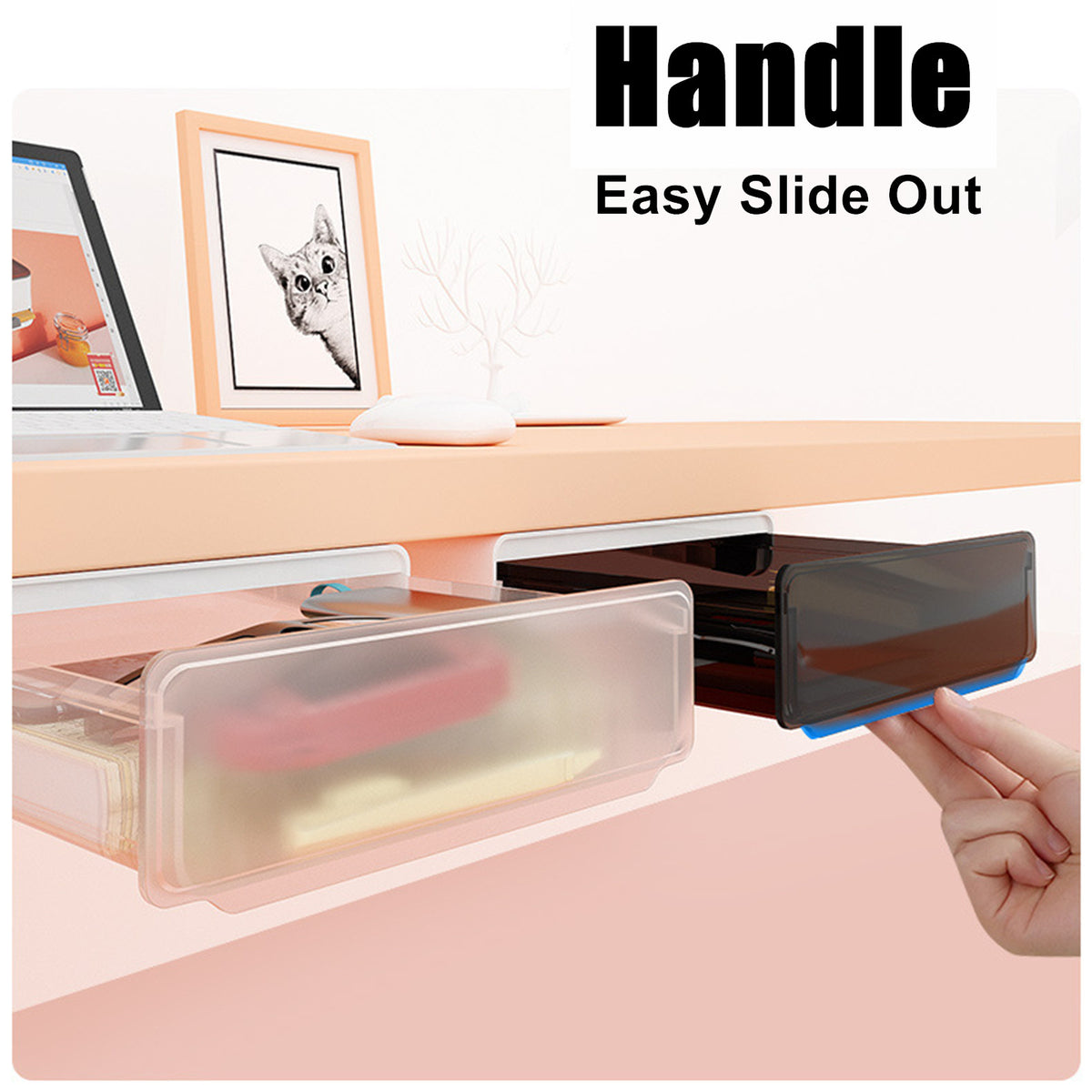 Under Desk Drawer Slide - out Large Office Organizers and - Small Black