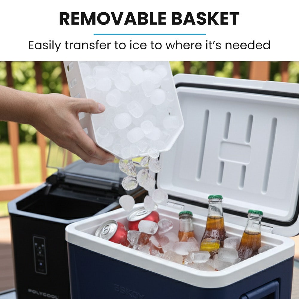 POLYCOOL Portable Ice Maker Machine, Automatic, 12kg/day, Auto Clean, w - 052889
