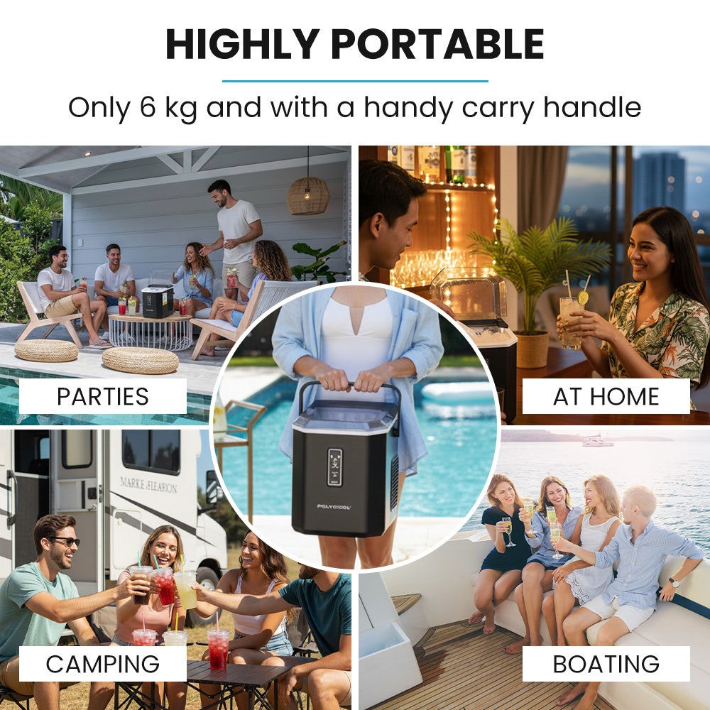 POLYCOOL Portable Ice Maker Machine, Automatic, 12kg/day, Auto Clean, w - 052889