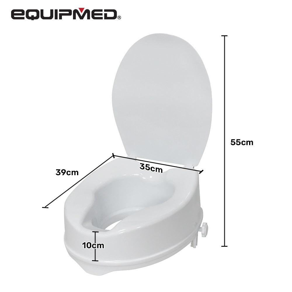 EQUIPMED Raised Over Toilet Seat, 10cm Riser, 125kg - V219-HELSBSEQTS7A