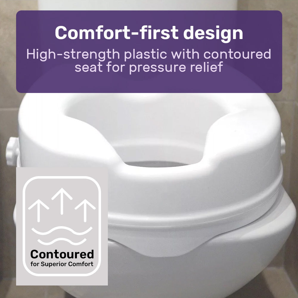 EQUIPMED Raised Over Toilet Seat, 10cm Riser, 125kg - V219-HELSBSEQTS7A