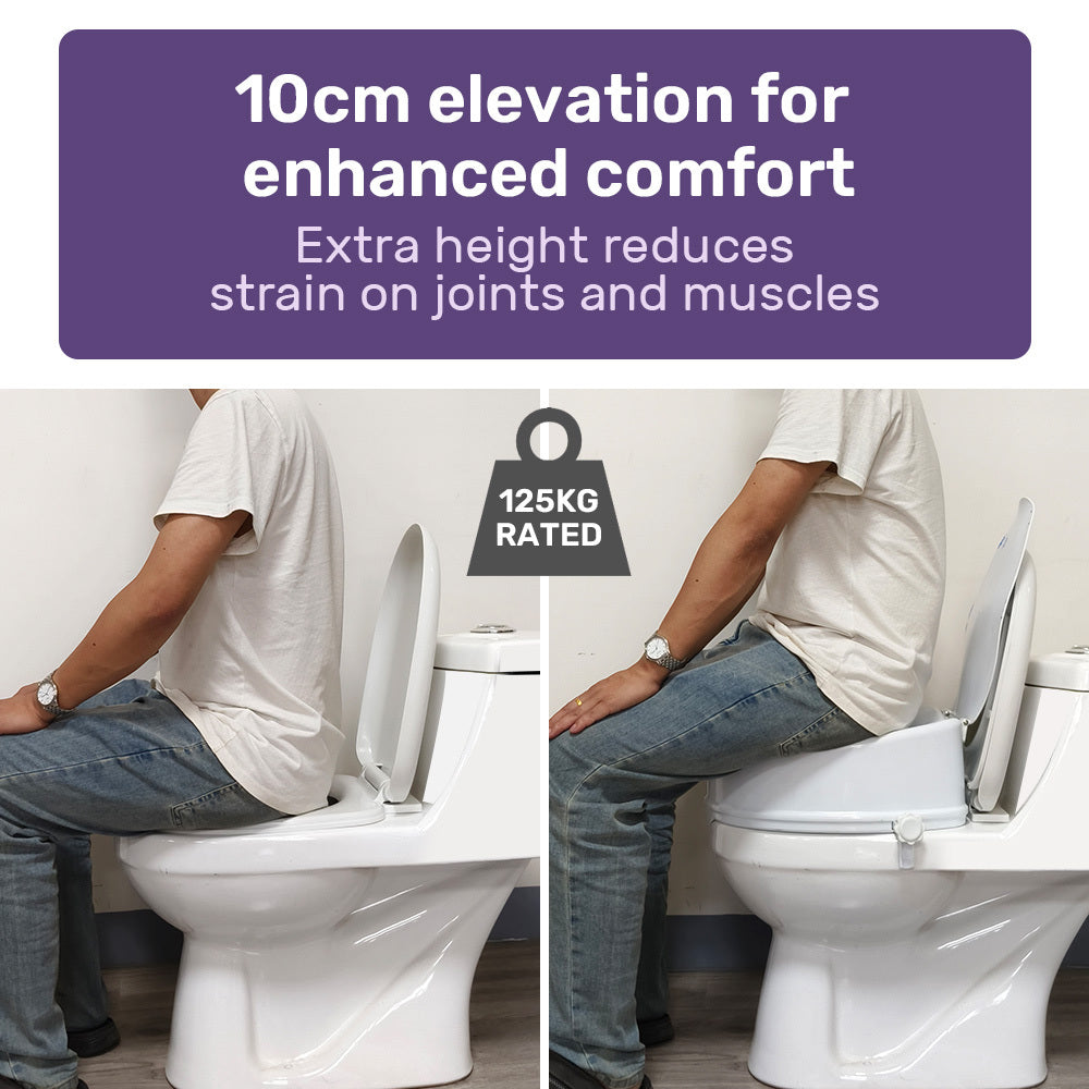 EQUIPMED Raised Over Toilet Seat, 10cm Riser, 125kg - V219-HELSBSEQTS7A