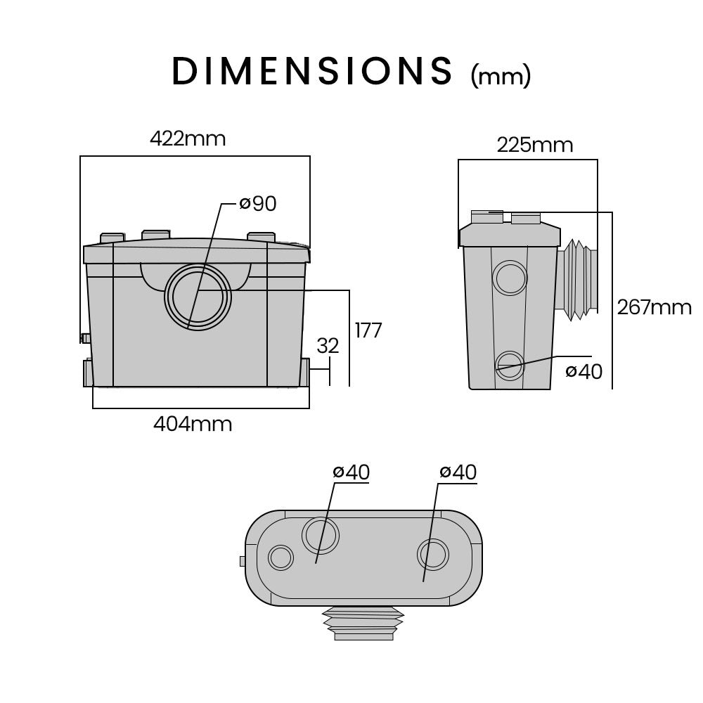 PROTEGE Macerator Pump 4-Inlet P-Trap Toilet Bathroom Sink - 380655