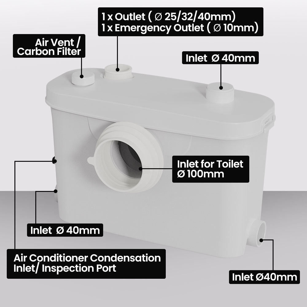 PROTEGE Macerator Pump 4-Inlet P-Trap Toilet Bathroom Sink - 380655