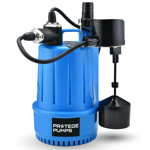 PROTEGE Tight Access Clean/Grey Water Submersible Sump Pump, Vertical Float