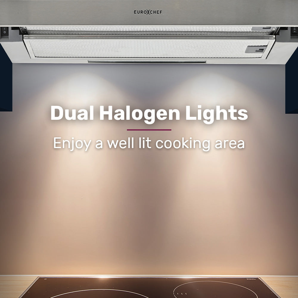 EUROCHEF 60cm Slideout Stainless Steel Rangehood 2-Speed ESR60S - 442914