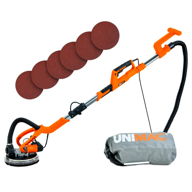 Unimac 225mm 750W Telescopic Wall Sander Kit LED 6 Discs