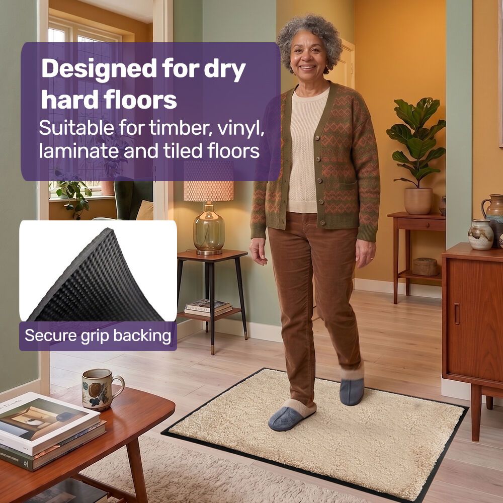 EQUIPMED 60x85cm Non-Slip Indoor Rug Floor Mat Beige, Poly - V219-STAMATEQ96BA