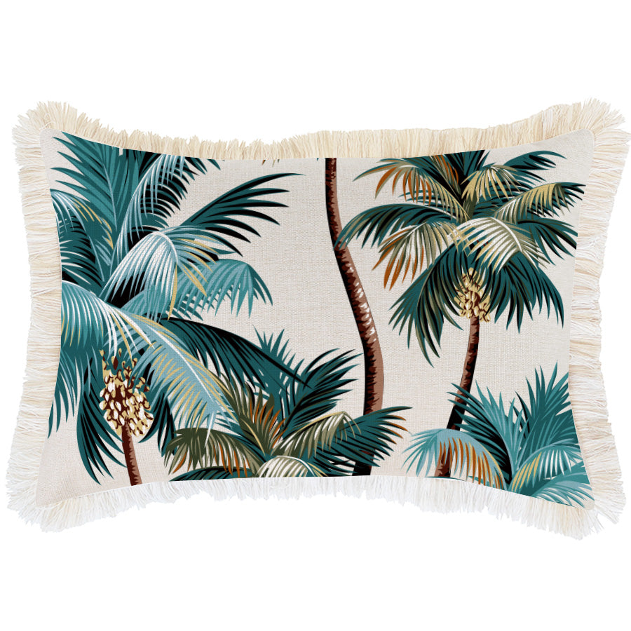 Cushion Cover - Coastal Fringe Natural - Palm Trees Natural - 35cm x 50cm