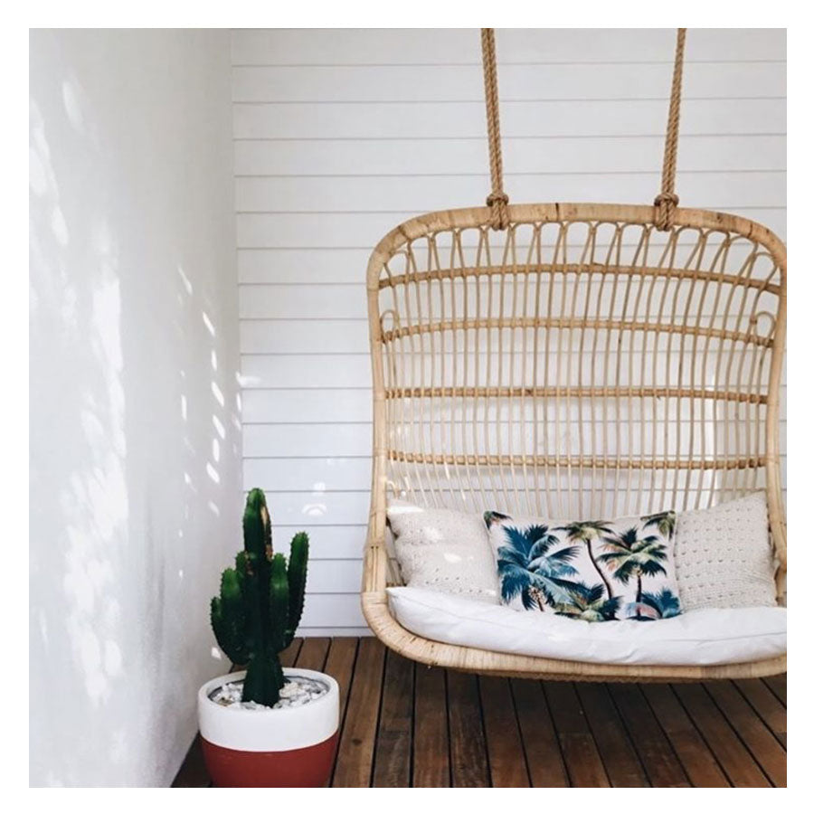 Cushion Cover - With Piping - Palm Trees Natural - 35cm x 50cm