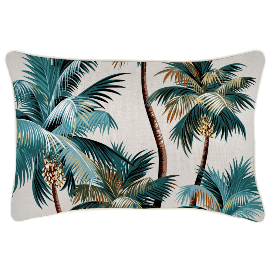 Cushion Cover - With Piping - Palm Trees Natural - 35cm x 50cm