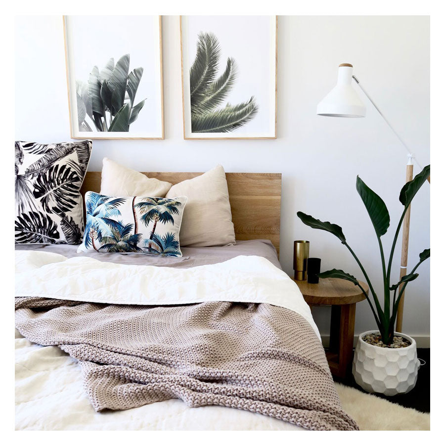 Cushion Cover - With Piping - Palm Trees Natural - 35cm x 50cm