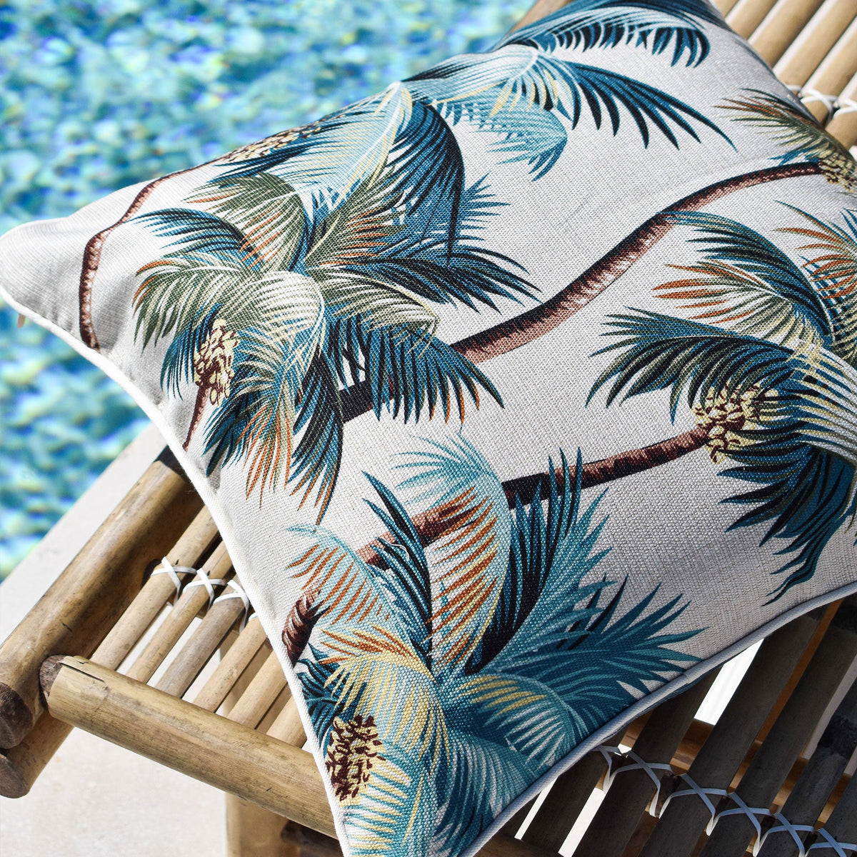 Cushion Cover - With Piping - Palm Trees Natural - 45cm x 45cm