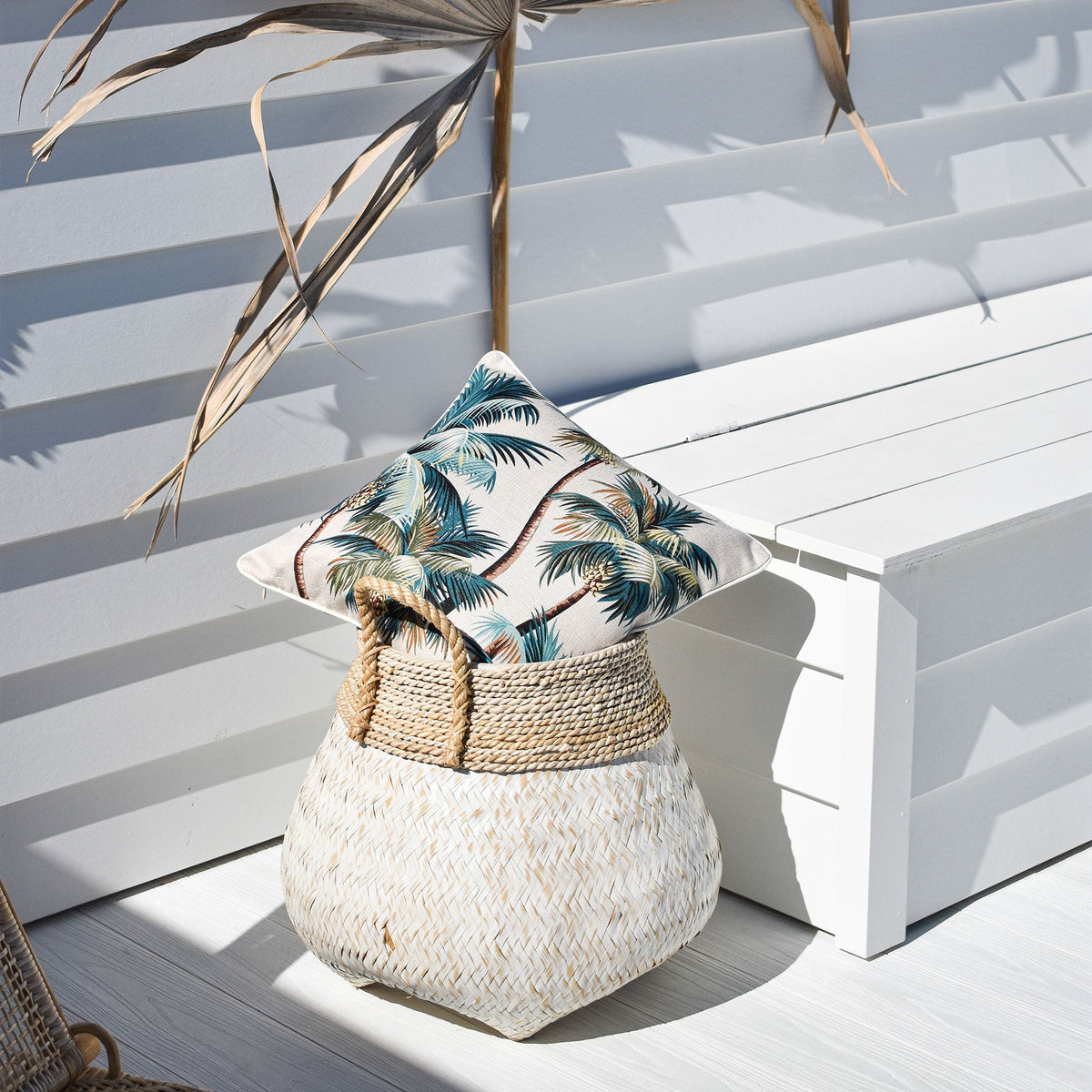 Cushion Cover - With Piping - Palm Trees Natural - 45cm x 45cm
