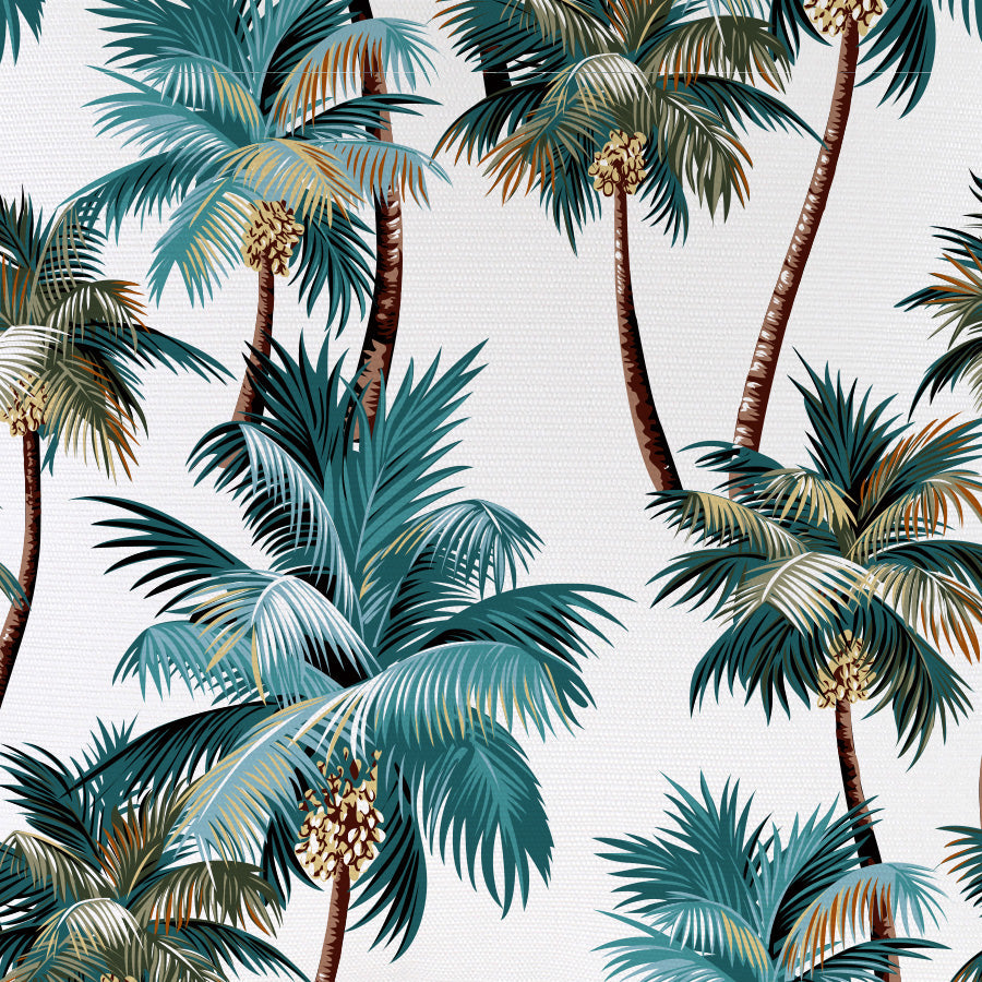Cushion Cover - With Piping - Palm Trees White - 35cm x 50cm