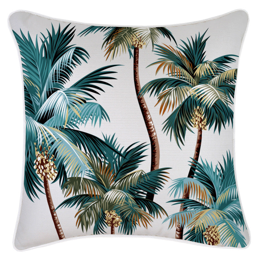 Cushion Cover - With Piping - Palm Trees White - 45cm x 45cm