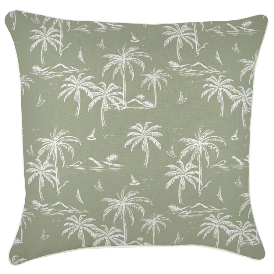 Cushion Cover - With Piping - Postcards Sage - 60cm x 60cm