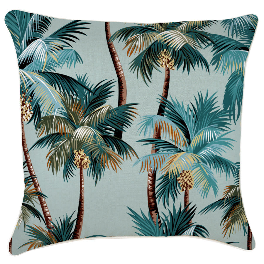Cushion Cover - With Piping - Palm Trees Seafoam - 60cm x 60cm