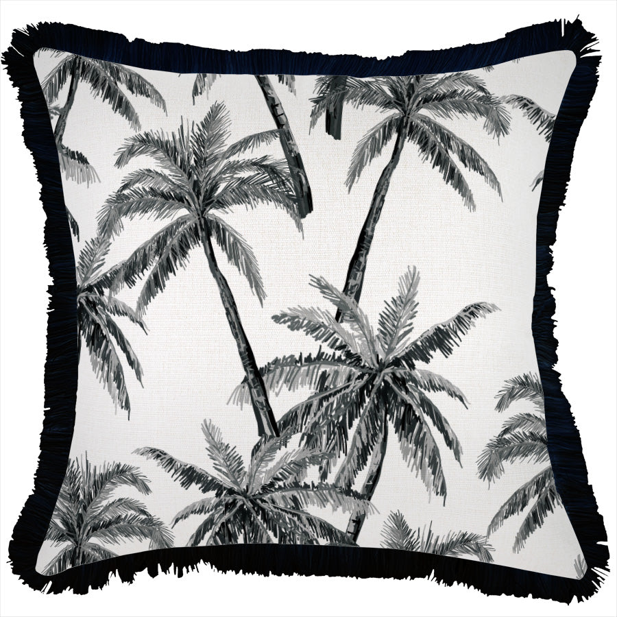 Cushion Cover - Coastal Fringe Black - Castaway - 45cm x 45cm