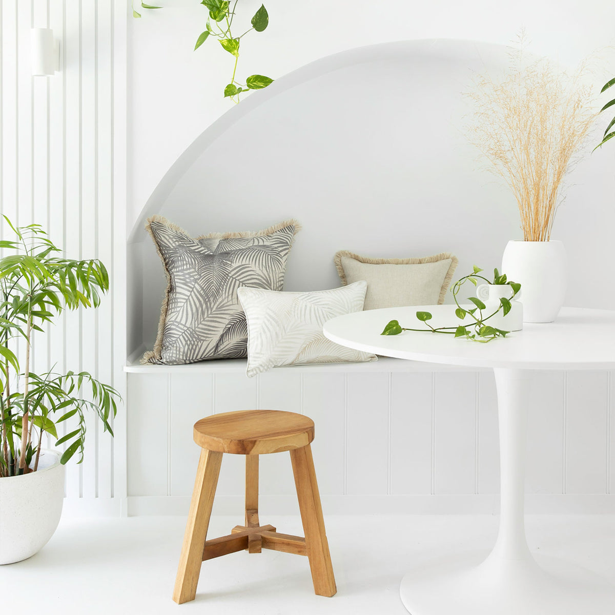 Cushion Cover - Coastal Fringe Natural - Seminyak Smoke - 60cm x 60cm