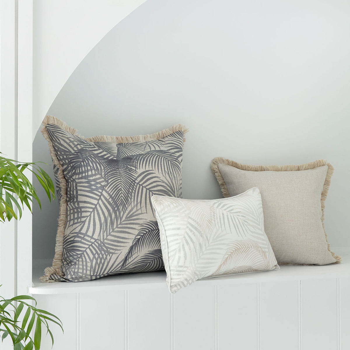 Cushion Cover - Coastal Fringe Natural - Seminyak Smoke - 60cm x 60cm
