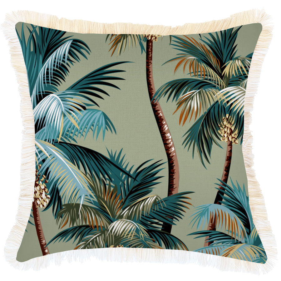 Cushion Cover - Coastal Fringe - Palm Trees Sage - 45cm x 45cm