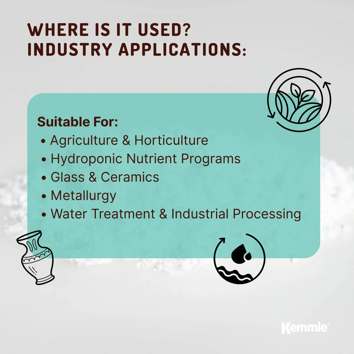 Kemmie 2Kg Boric Acid Powder 99.9% Pure - Soluble Orthoboric Acid H3BO3