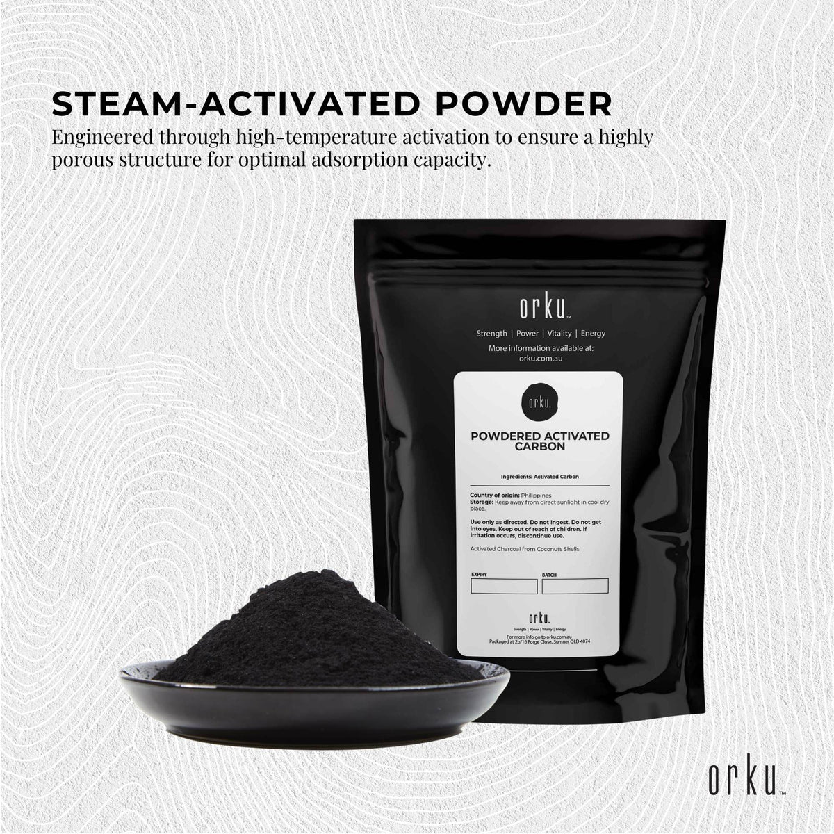 Orku 400g Activated Carbon Powder Coconut Charcoal - Water Filtration