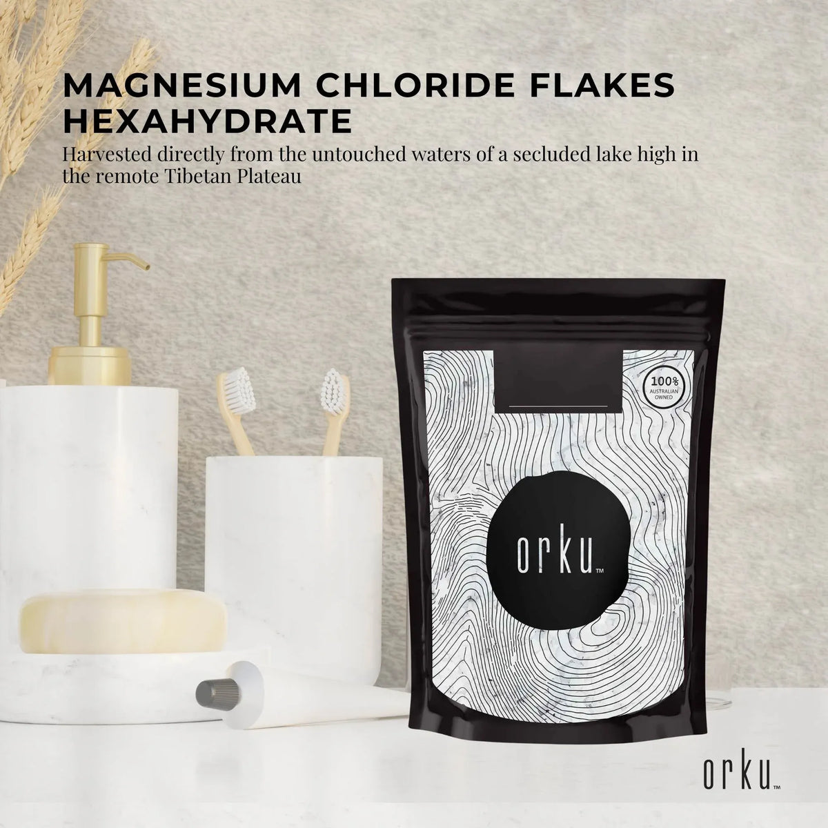 Orku 100g Magnesium Chloride Flakes Hexahydrate - FCC USP Spec Bath Salts
