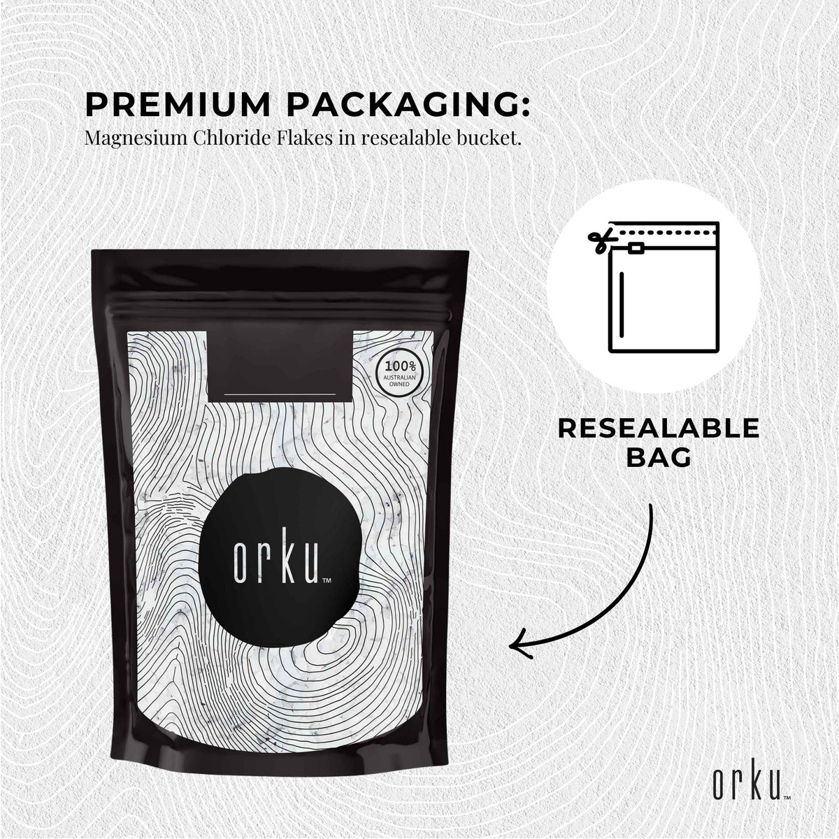 Orku 100g Magnesium Chloride Flakes Hexahydrate - FCC USP Spec Bath Salts