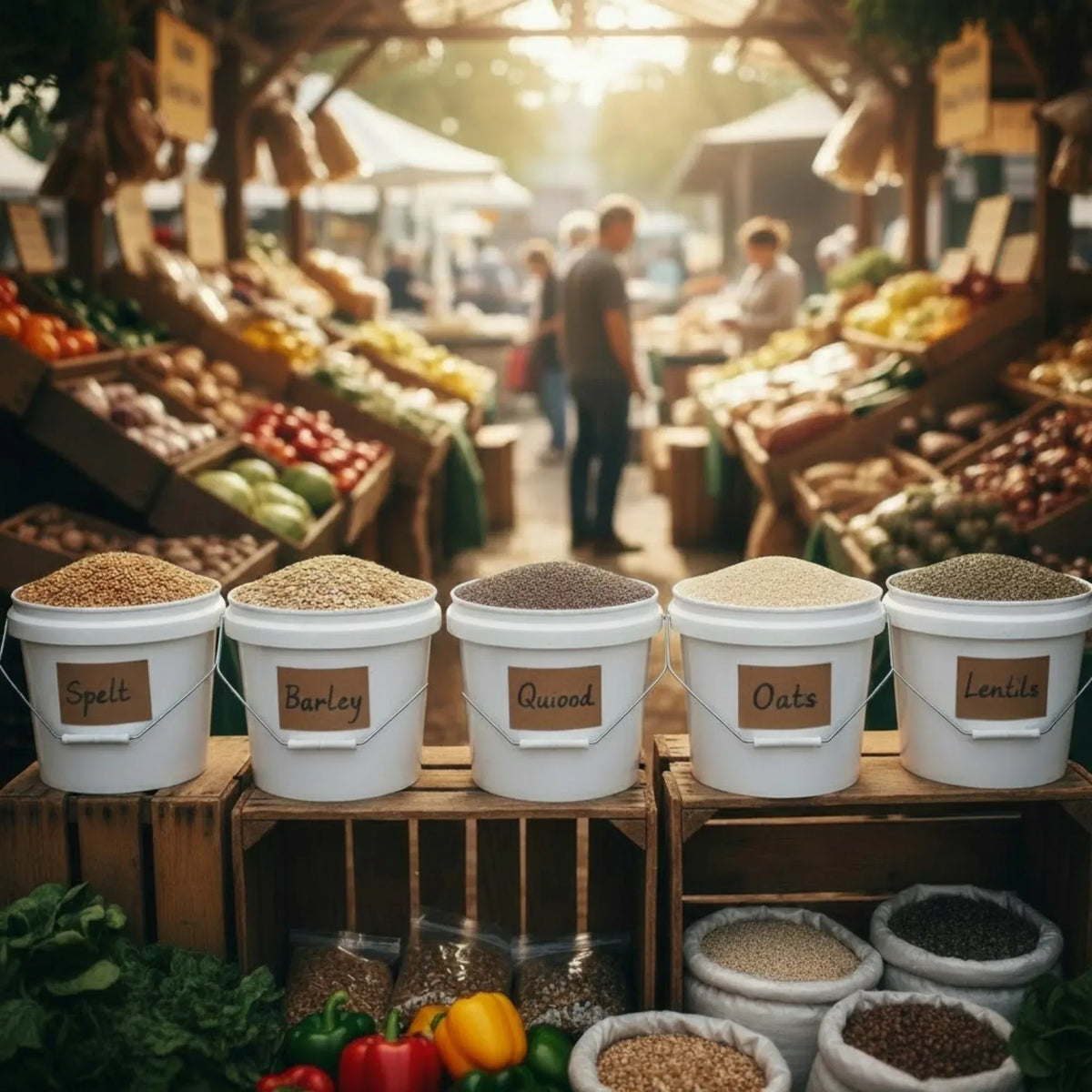 Kitchee Bulk 10x 10L Plastic Buckets + Lids - Empty White With Handle Large Pail