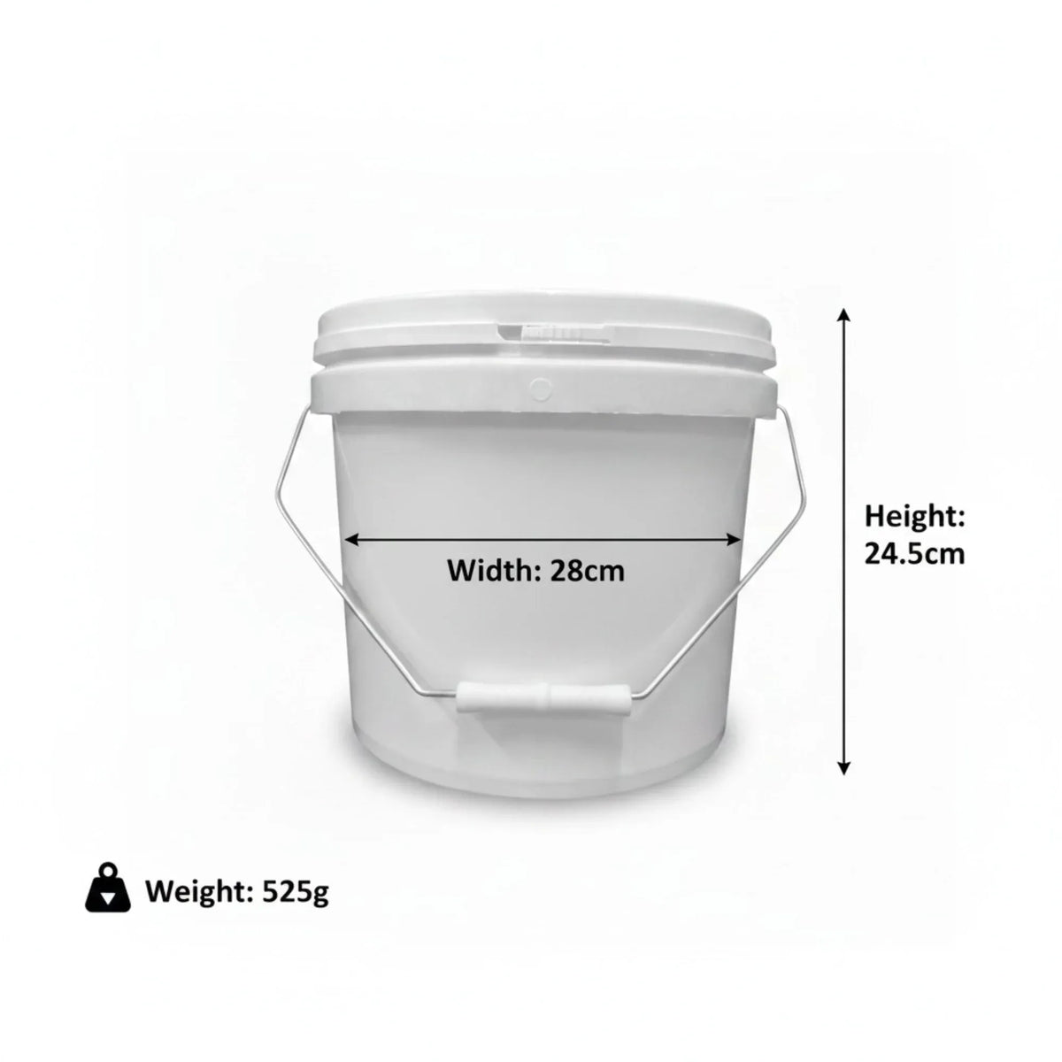 Kitchee Bulk 10x 10L Plastic Buckets + Lids - Empty White With Handle Large Pail