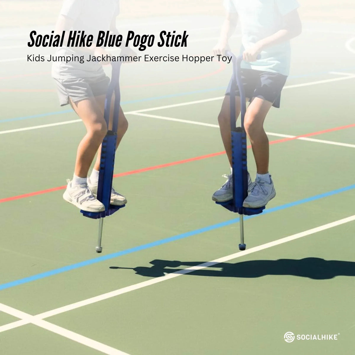 Social Hike Blue Pogo Stick - Kids Jumping Jackhammer Exercise Hopper Toy