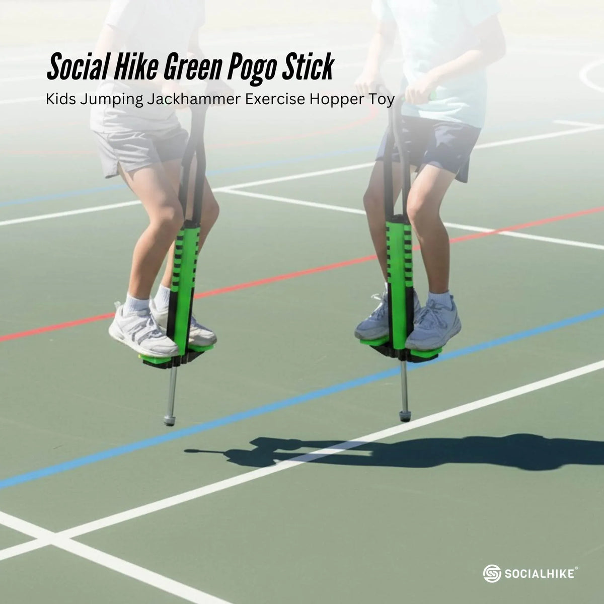 Social Hike Green Pogo Stick - Kids Jumping Jackhammer Exercise Hopper Toy