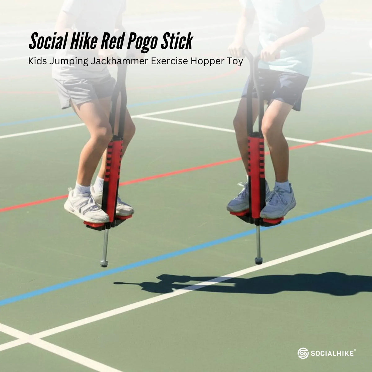 Social Hike Red Pogo Stick - Kids Jumping Jackhammer Exercise Hopper Toy