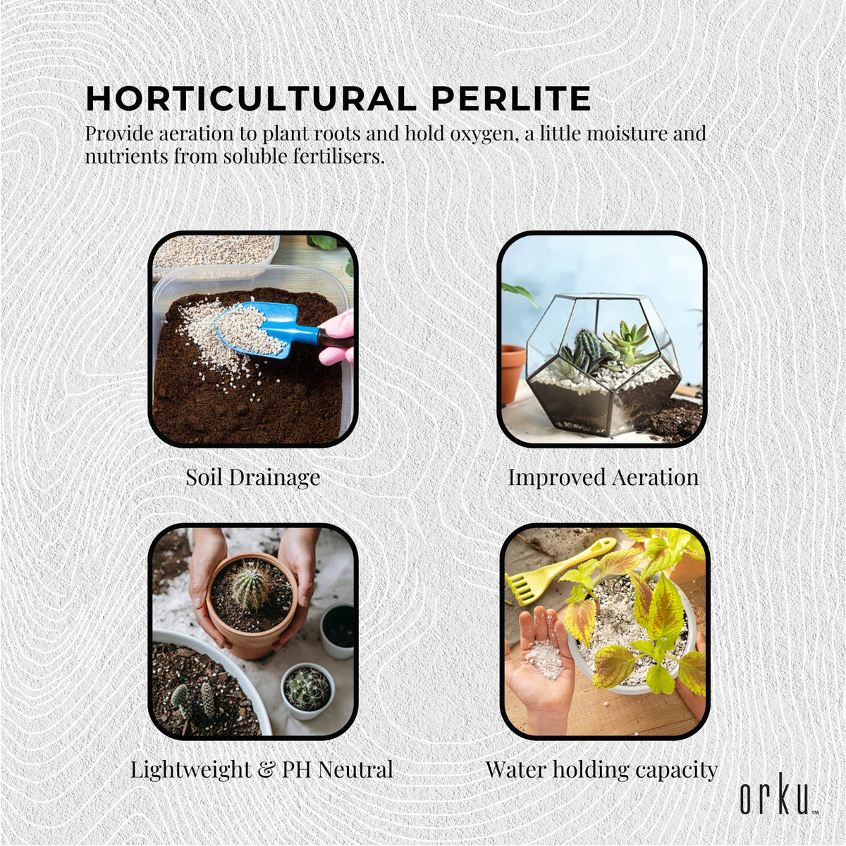 Orku 50L Coarse Perlite Soil Additive for Drainage and Aeration - Growing Medium