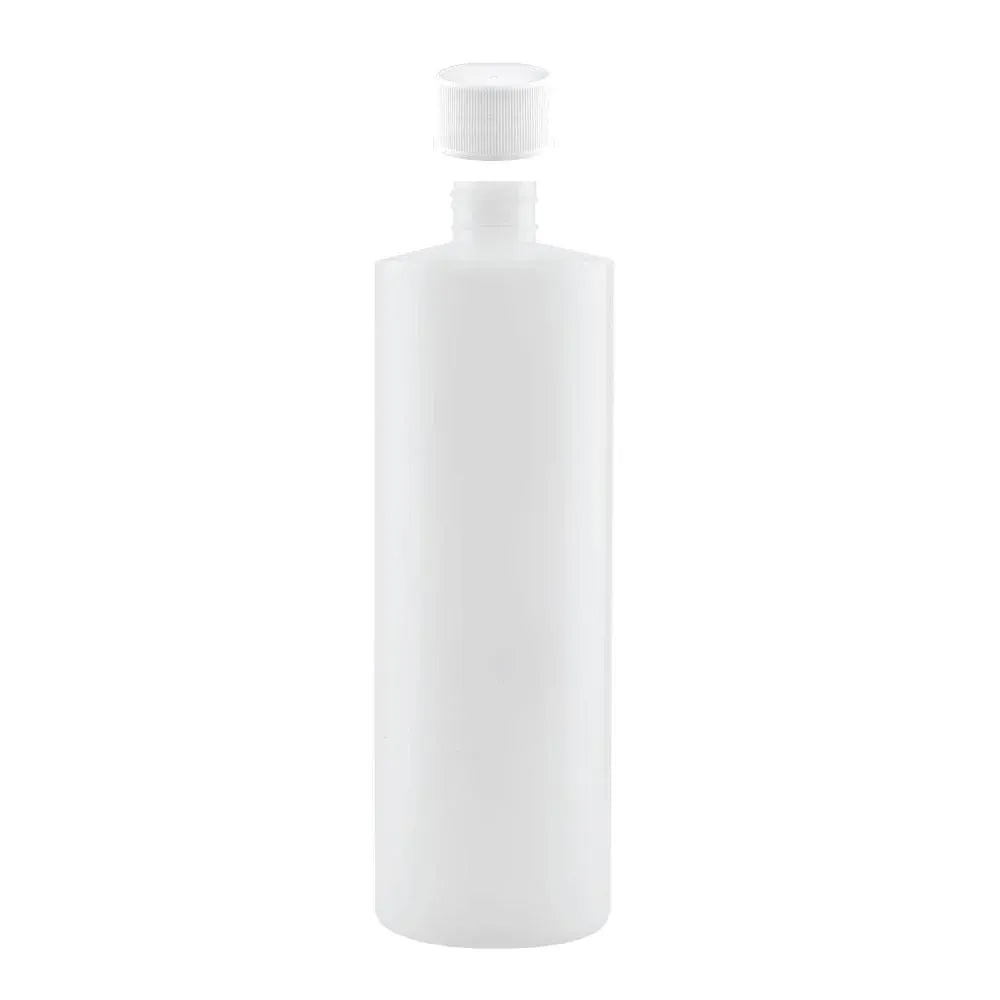 Kitchee 1x 500ml Ntural HDPE Round Bottle + 28/410 Caps - Empty Plastic Food Storage