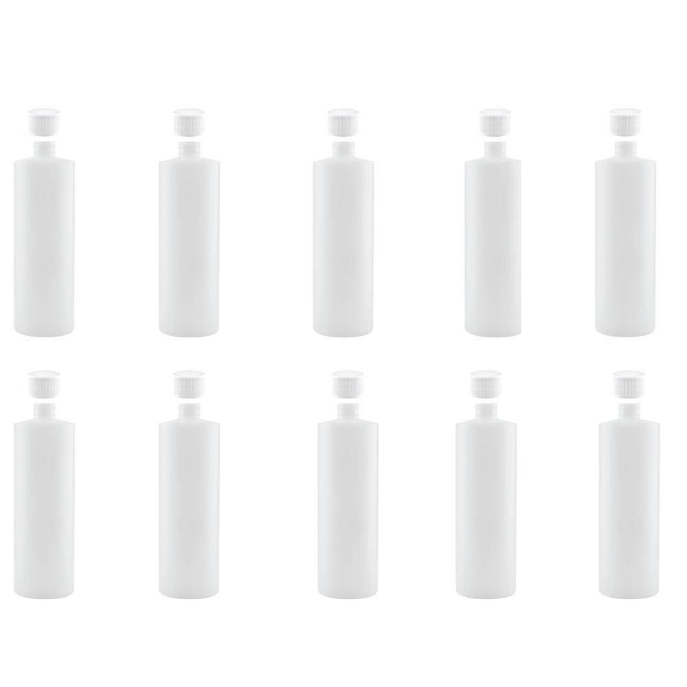 Kitchee 10x 250ml Natural HDPE Round Bottle + 28/410 Caps - Empty Plastic Food Storage