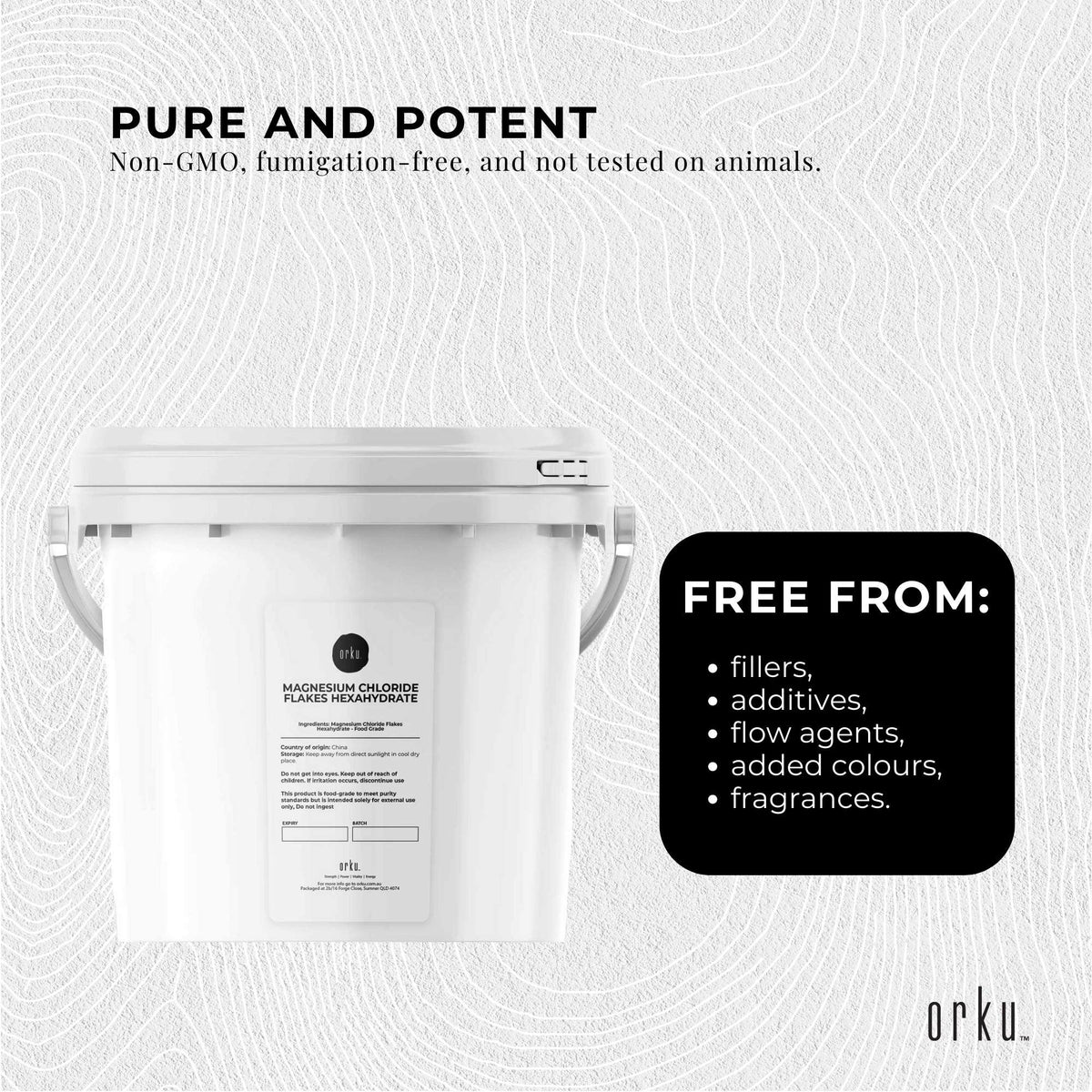 Orku 3.8Kg Magnesium Chloride Flakes Hexahydrate Tub - FCC USP Spec Bath Salts
