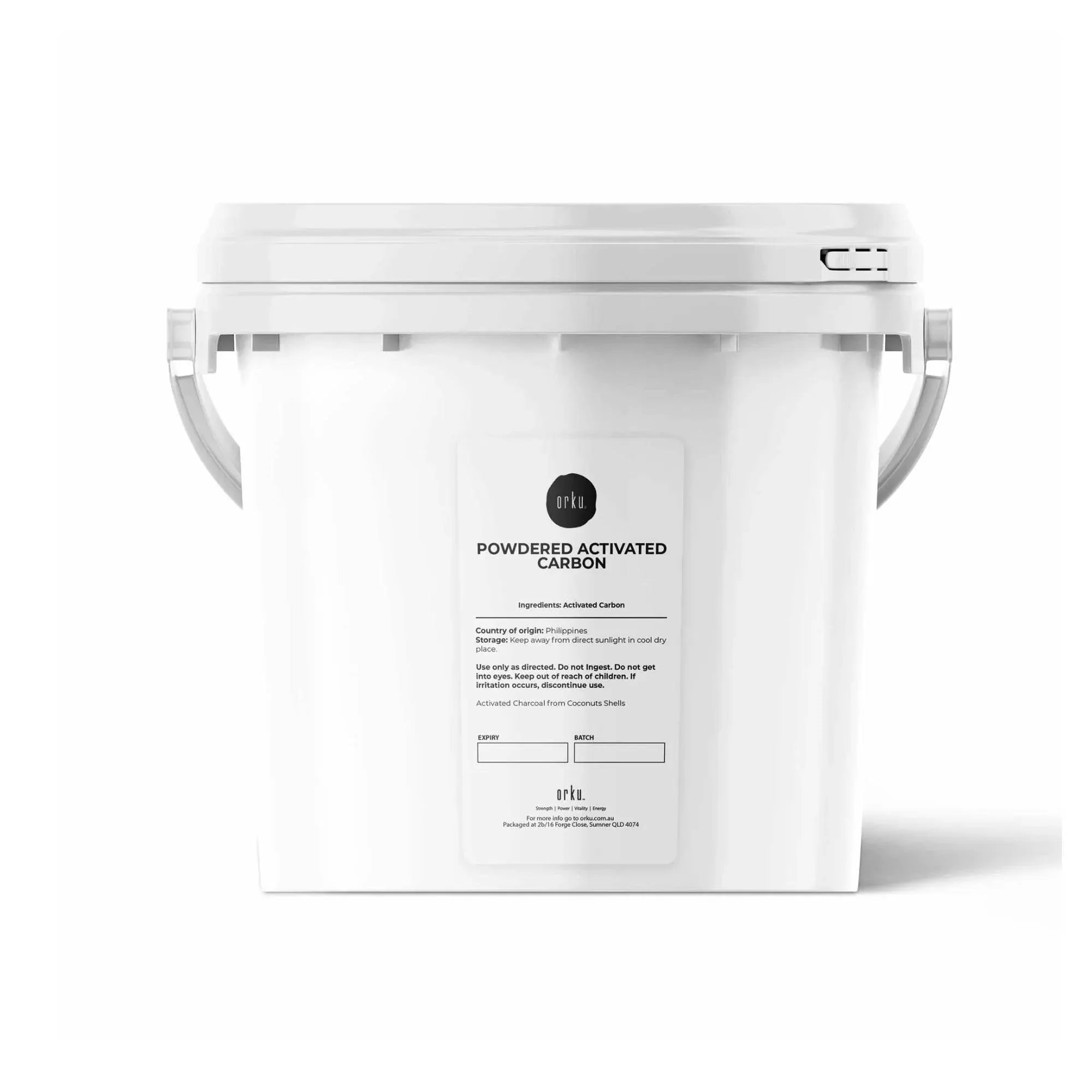 Orku 2.3Kg Activated Carbon Powder Coconut Charcoal Bucket - Water Filtration