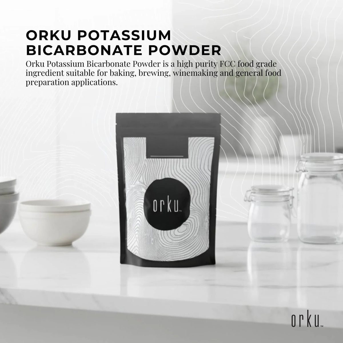 Orku 1Kg Potassium Bicarbonate Powder - Food Grade Pure FCC Brewing Baking