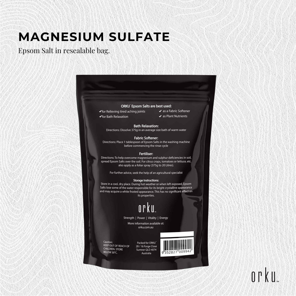 Orku 12 x 1Kg Epsom Salt Magnesium Sulphate Bath Salts Skin Body
