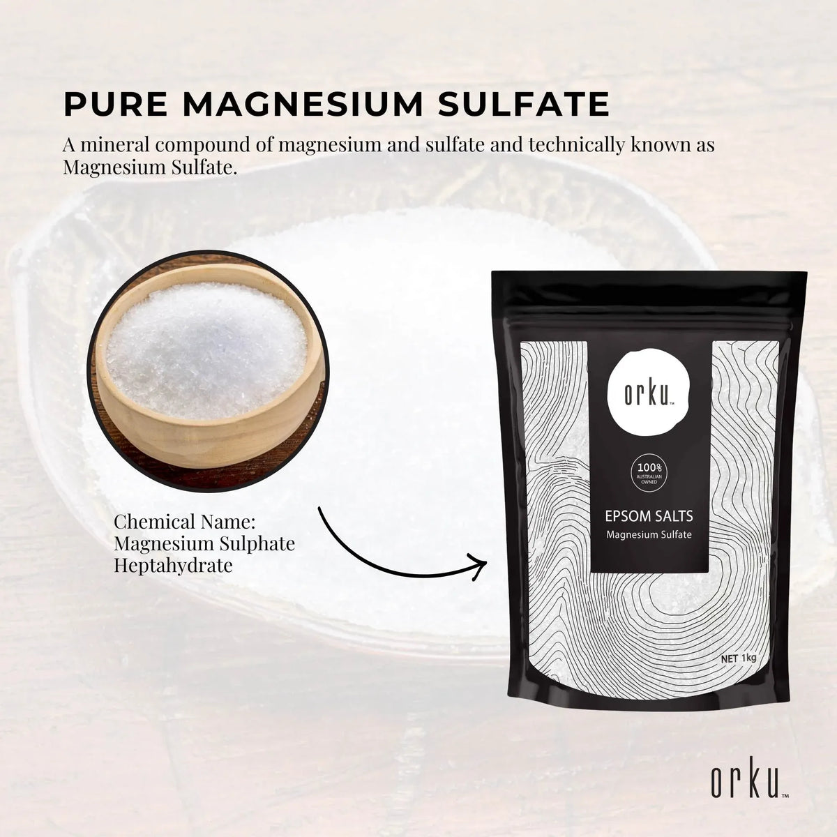 Orku 12 x 1Kg Epsom Salt Magnesium Sulphate Bath Salts Skin Body