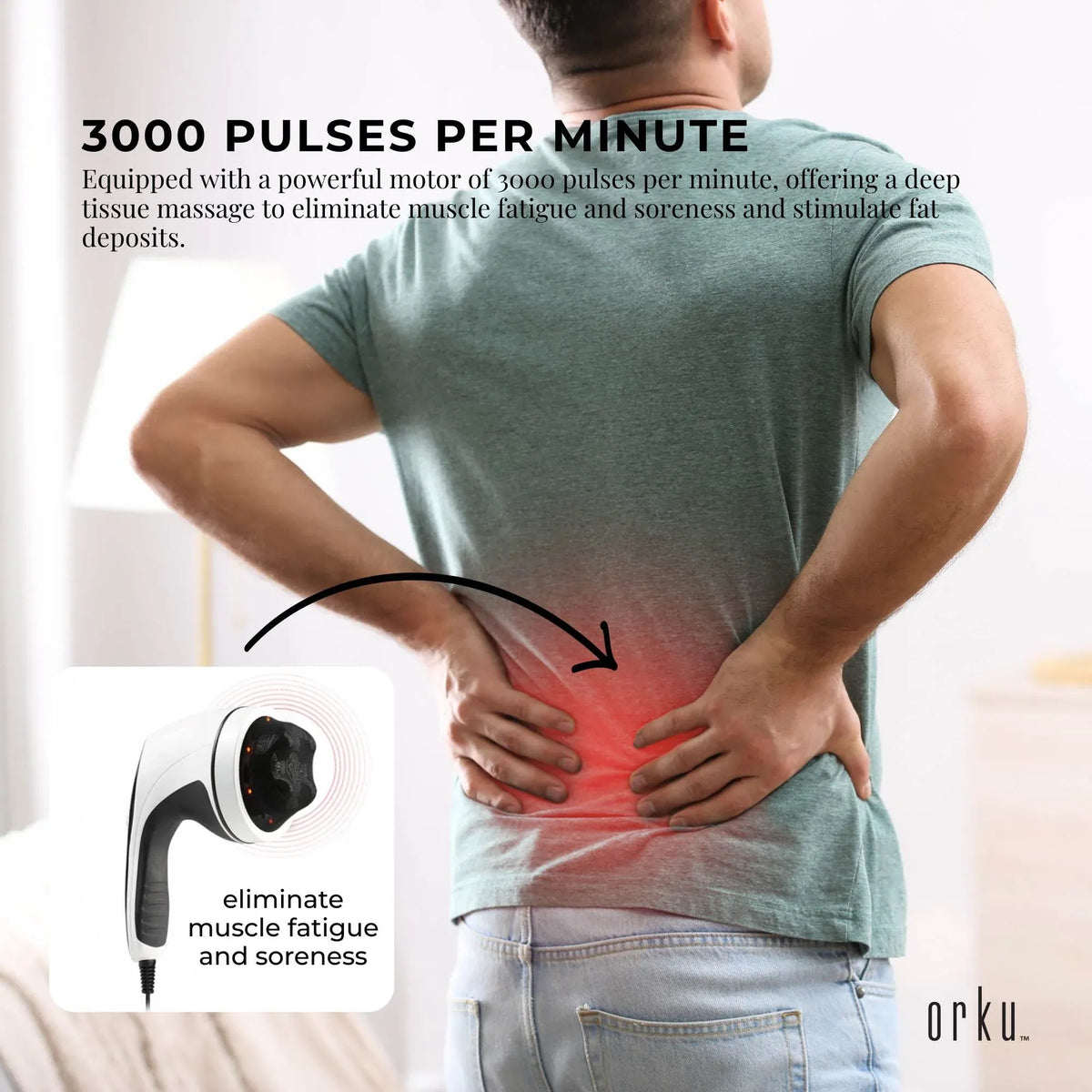 Orku Full Body Vibration Handheld Massager - 4 Heads Neck Shoulders Back Legs