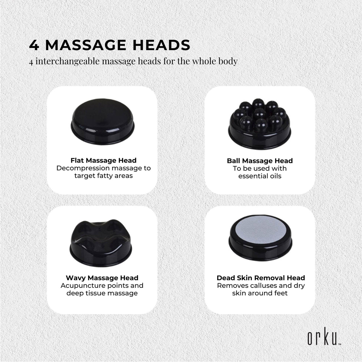 Orku Full Body Vibration Handheld Massager - 4 Heads Neck Shoulders Back Legs